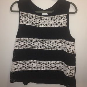 Navy & White Ann Taylor Blouse SZ L